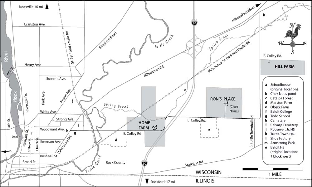 Map of Beloit and farmland east of the Rock River